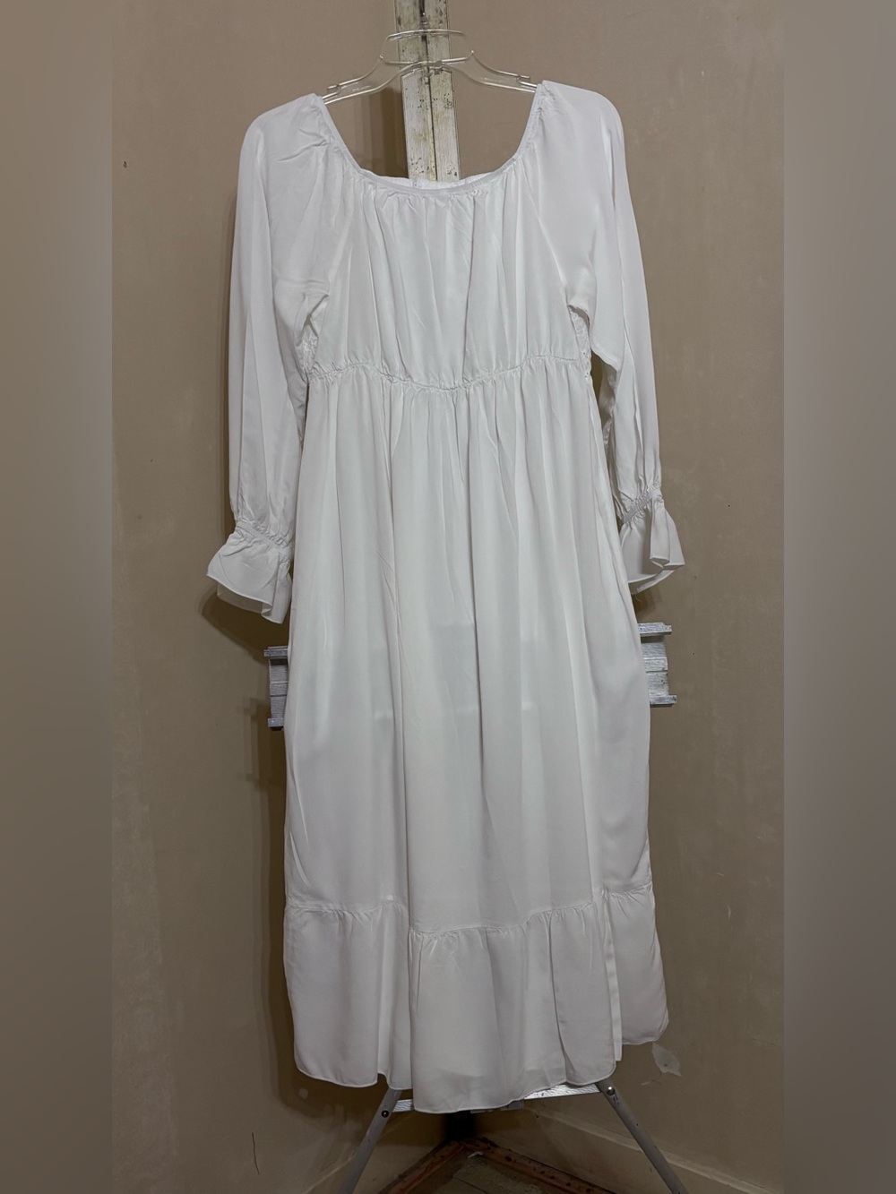White Lace Bodice Maxi Night Gown/Day Dress Sz L - Picture 6 of 9